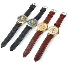 Load image into Gallery viewer, SHENHUA 9269 Men Hollow Automatic Mechanical Watch with Leather Band Roman Scale