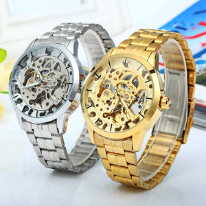 Winner W034 Automatic Mechanical Movement Hollow Out Men Watch with Stainless Steel Band