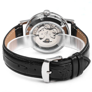 Winner W088 Hollow Out Mechanical Watch with Leather Strap for Male