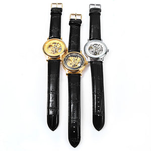 Winner W088 Hollow Out Mechanical Watch with Leather Strap for Male