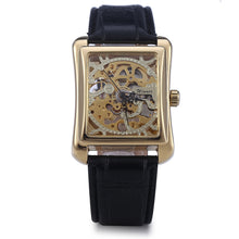 Load image into Gallery viewer, Winner W09 Rectangle Dial Mechanical Hollow Out Watch for Men with Leather Strap