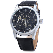 Load image into Gallery viewer, Winner W045 Men Hollow Automatic Mechanical Watch with Leather Band Rhinestone Scales