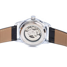 Load image into Gallery viewer, Winner W045 Men Hollow Automatic Mechanical Watch with Leather Band Rhinestone Scales