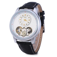 Load image into Gallery viewer, JARAGAR A632 Hollow Quartz Watch for Men Leather Band Small Dial Rhinestone Decorated