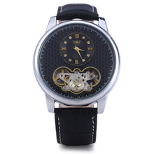 Load image into Gallery viewer, JARAGAR A632 Hollow Quartz Watch for Men Leather Band Small Dial Rhinestone Decorated