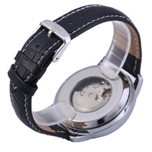 Load image into Gallery viewer, JARAGAR A632 Hollow Quartz Watch for Men Leather Band Small Dial Rhinestone Decorated