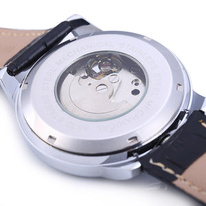 JARAGAR A632 Hollow Quartz Watch for Men Leather Band Small Dial Rhinestone Decorated