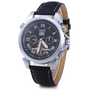 JARAGAR H057M Tourbillon Automatic Mechanical Watch for Men Leather Band Date Week Month