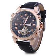 Load image into Gallery viewer, JARAGAR H057M Tourbillon Automatic Mechanical Watch for Men Leather Band Date Week Month