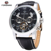 Load image into Gallery viewer, Forsining A165 Tourbillon Automatic Mechanical Watch for Men Leather Band Date Week Month Year Display