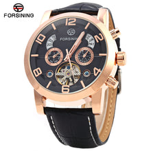 Load image into Gallery viewer, Forsining A165 Tourbillon Automatic Mechanical Watch for Men Leather Band Date Week Month Year Display