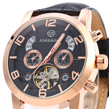 Load image into Gallery viewer, Forsining A165 Tourbillon Automatic Mechanical Watch for Men Leather Band Date Week Month Year Display