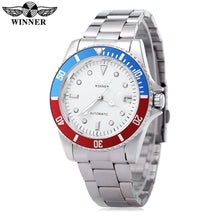 Load image into Gallery viewer, WINNER W042602 Male Automatic Mechanical Watch Date Display Luminous Transparent Back Cover Wristwatch