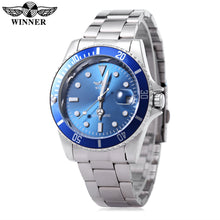 Load image into Gallery viewer, WINNER W042602 Male Automatic Mechanical Watch Date Display Luminous Transparent Back Cover Wristwatch