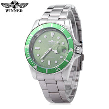 Load image into Gallery viewer, WINNER W042602 Male Automatic Mechanical Watch Date Display Luminous Transparent Back Cover Wristwatch