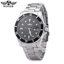 Load image into Gallery viewer, WINNER W042602 Male Automatic Mechanical Watch Date Display Luminous Transparent Back Cover Wristwatch