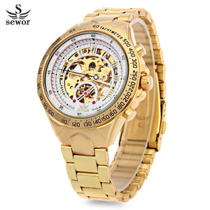 Sewor SWQ18 Retro Male Mechanical Hand Wind Watch Roman Numerals Display Wristwatch