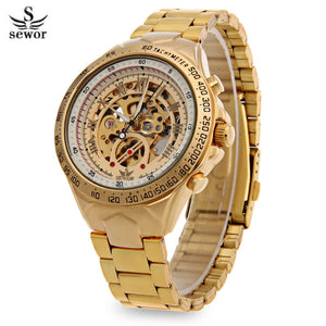 Sewor SWQ18 Retro Male Mechanical Hand Wind Watch Roman Numerals Display Wristwatch