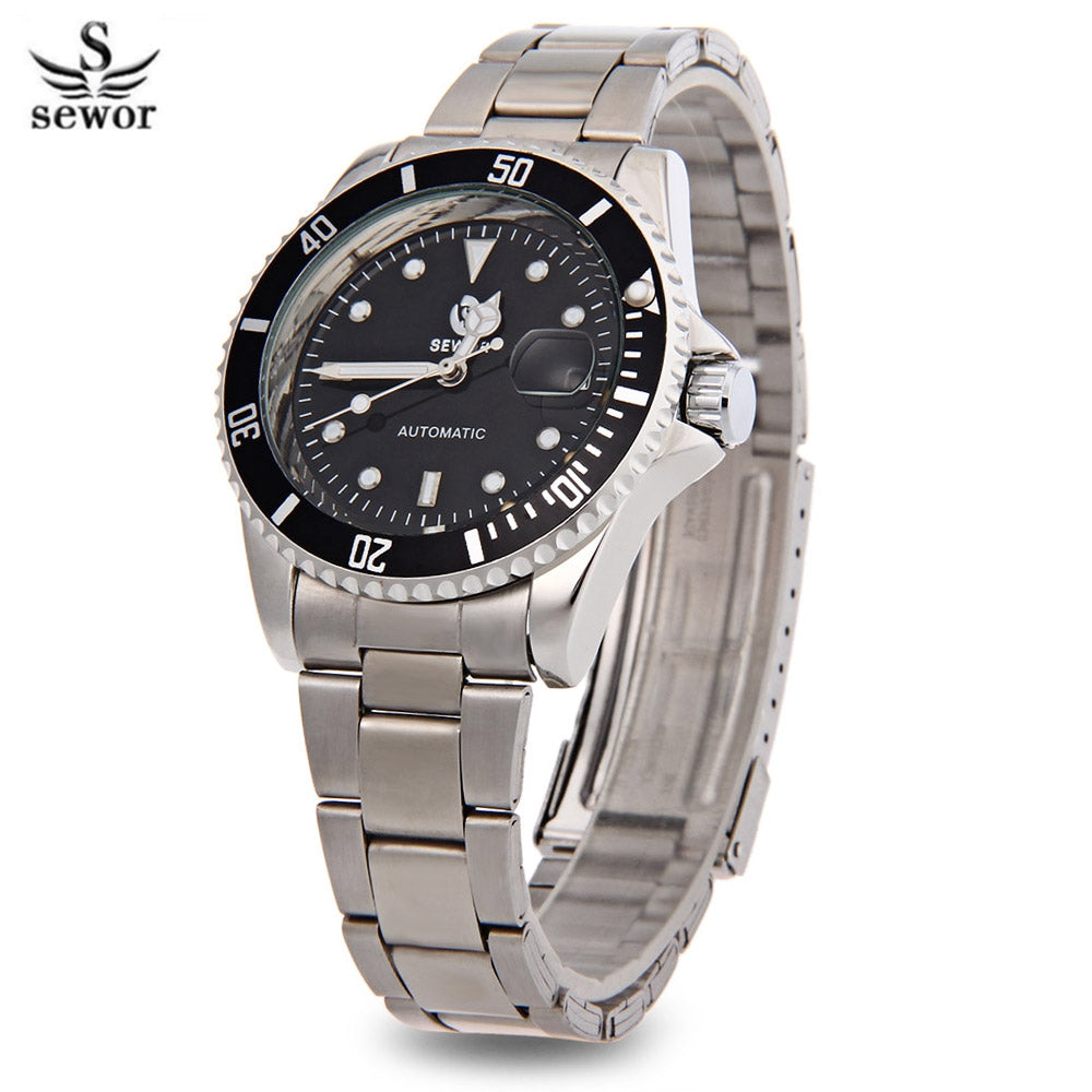 Sewor SWQ26 Male Automatic Self Wind Mechanical Watch Date Display Luminous Pointer Wristwatch