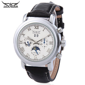 JARAGAR F2016620 Male Auto Mechanical Watch Month Date Day Moon Phase Display Wristwatch