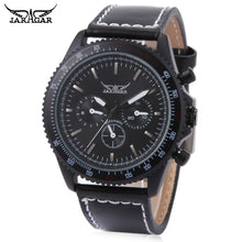 Load image into Gallery viewer, JARAGAR F120540 Male Auto Mechanical Watch Calendar Display Genuine Leather Band Wristwatch