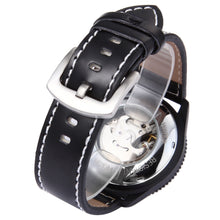 Load image into Gallery viewer, JARAGAR F120540 Male Auto Mechanical Watch Calendar Display Genuine Leather Band Wristwatch