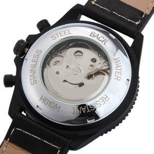 JARAGAR F120540 Male Auto Mechanical Watch Calendar Display Genuine Leather Band Wristwatch