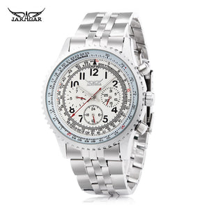 JARAGAR J014 Men Automatic Mechanical Watch Three Working Sub-dials Wristwatch