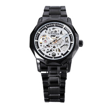 Load image into Gallery viewer, WINNER U8061 Male Auto Mechanical Watch Hollow-out Dial Stainless Steel Band Wristwatch