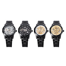 Load image into Gallery viewer, WINNER U8061 Male Auto Mechanical Watch Hollow-out Dial Stainless Steel Band Wristwatch