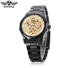 Load image into Gallery viewer, WINNER U8061 Male Auto Mechanical Watch Hollow-out Dial Stainless Steel Band Wristwatch