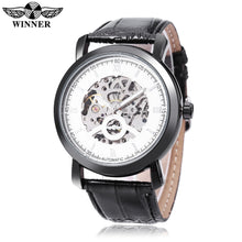 Load image into Gallery viewer, WINNER A540 Male Auto Mechanical Watch Hollow-out Dial Leather Band Wristwatch