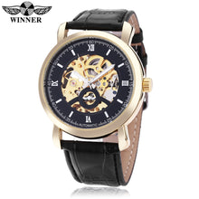 Load image into Gallery viewer, WINNER A540 Male Auto Mechanical Watch Hollow-out Dial Leather Band Wristwatch