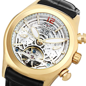 FORSINING A526 Men Auto Mechanical Watch Calendar Display Tourbillon Hemisphere Dial Wristwatch