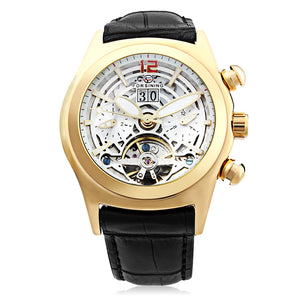 FORSINING A526 Men Auto Mechanical Watch Calendar Display Tourbillon Hemisphere Dial Wristwatch