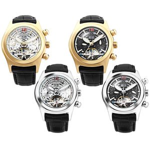 FORSINING A526 Men Auto Mechanical Watch Calendar Display Tourbillon Hemisphere Dial Wristwatch