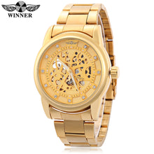 Load image into Gallery viewer, WINNER F2016070703 Male Auto Mechanical Watch Hollow-out Artificial Diamond Dial Wristwatch