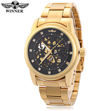 Load image into Gallery viewer, WINNER F2016070703 Male Auto Mechanical Watch Hollow-out Artificial Diamond Dial Wristwatch