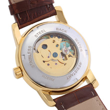 Load image into Gallery viewer, Forsining F042603 Male Auto Mechanical Watch Hollow-out Dial Genuine Leather Band Wristwatch