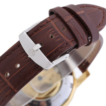 Load image into Gallery viewer, Forsining F042603 Male Auto Mechanical Watch Hollow-out Dial Genuine Leather Band Wristwatch