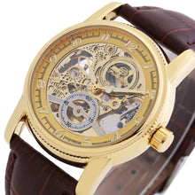 Load image into Gallery viewer, Forsining F042603 Male Auto Mechanical Watch Hollow-out Dial Genuine Leather Band Wristwatch