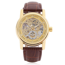 Load image into Gallery viewer, Forsining F042603 Male Auto Mechanical Watch Hollow-out Dial Genuine Leather Band Wristwatch