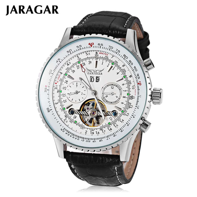 JARAGAR J1205314 Male Auto Mechanical Watch Luminous Date Day Display Tourbillon Wristwatch