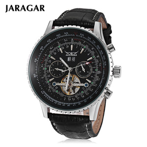 JARAGAR J1205314 Male Auto Mechanical Watch Luminous Date Day Display Tourbillon Wristwatch