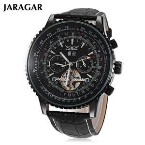 JARAGAR J1205314 Male Auto Mechanical Watch Luminous Date Day Display Tourbillon Wristwatch