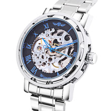 Load image into Gallery viewer, Winner F120604 Men Mechanical Watch Hollow Movement Luminous Stainless Steel Band Wristwatch