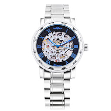 Load image into Gallery viewer, Winner F120604 Men Mechanical Watch Hollow Movement Luminous Stainless Steel Band Wristwatch