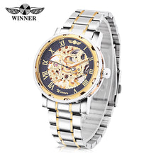 Load image into Gallery viewer, Winner F120604 Men Mechanical Watch Hollow Movement Luminous Stainless Steel Band Wristwatch