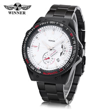 Load image into Gallery viewer, Winner F120594 Men Mechanical Watch Date Display Luminous Stainless Steel Band Wristwatch