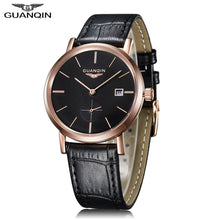 Load image into Gallery viewer, GUANQIN GJ16028 Men Auto Mechanical Watch Working Sub-dial Date Genuine Leather Band Wristwatch